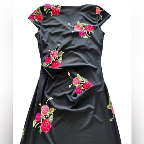 Vintage 90’s Nicole Miller For Lord & Taylor Dark Floral Dress - Picture 4 of 8